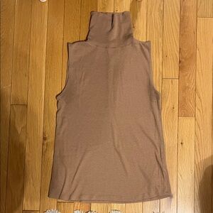 Sleeveless Brown Turtleneck Top
